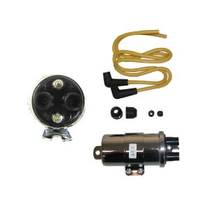 Ignition Coil 12v Points Chrome Twin Lead 2 Poles